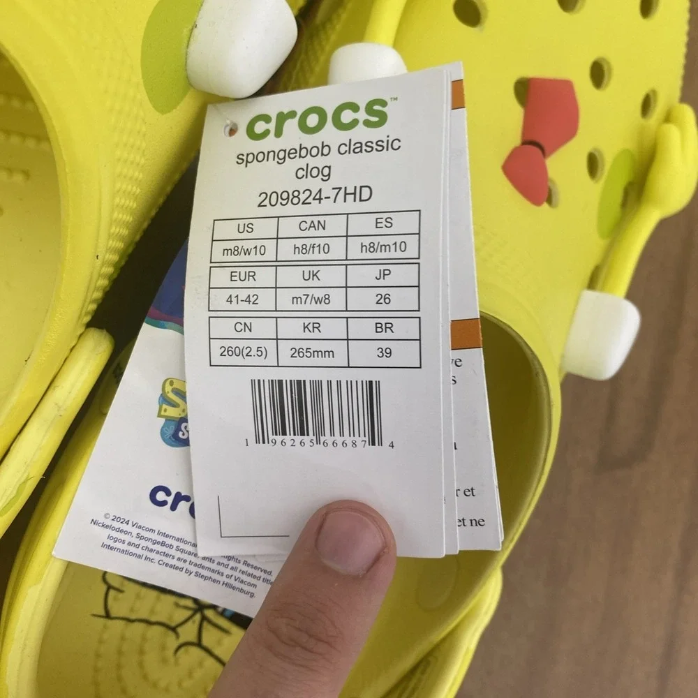 Spongebob Squarepants x Crocs Slides Slip On Casual Yellow‎ Mens8/Womens 10